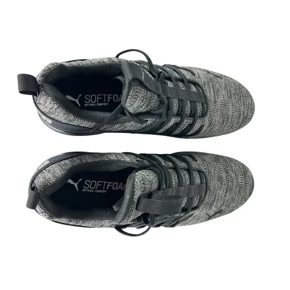Puma Men’s Athletic Sneakers US 11.5 Gray Knit Lace-Up Running Shoes
